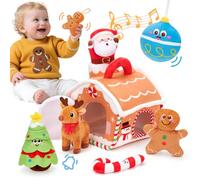 hahaland Jouet bébé 6 Mois, Maison en Pain d'Épices de Noël - Jouet Eveil Bebe 6-12 Mois, Jouets Sensoriel en Peluche, Jeux Montessori Enfant Cadeau pour Bebe 1 an Garçon Fille