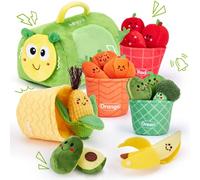 hahaland Jouet Sensoriel Bébé 6-12 Mois - Fruits & Légumes en Peluche Montessori avec Panier Éveil, Tissus Doux sans BPA, Cadeau Éducatif pour Bébé 9 Mois 1 an, Garçon Fille