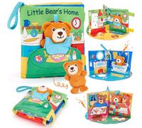 hahaland Livre Tissu Bebe Eveil, Jouet Montessori Interactif Bébé 6-12 Mois | Jouets d'activité Quiet Book, Livres Montessori 9 12 18 Mois, Livre d'Activité pour Tout-Petits Cadeau Garçon Fille 1 An