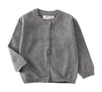 HahaNice Cardigan tricoté à manches longues pour fille 2 à 7 ans, gris, 4 ans