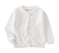 HahaNice Cardigans en tricot à manches longues pour filles, pull d'école pour enfants 2A-7A, Crème, blanc, 7 ans