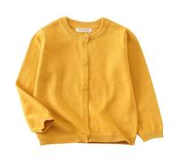 HahaNice Cardigans en tricot à manches longues pour filles, pull pour l'école, 2A-7A, jaune, 3 ans