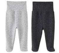 HahaNice Lot de 2 pantalons pour bébé avec pieds pour nouveau-né de 12 mois, gris, 3-6 mois