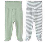 HahaNice Pantalon pour bébé avec pieds pour nouveau-né - 12 mois, lot de 2, Vert, 0-3 mois