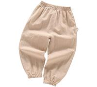 HahaNice Pantalon scolaire en lin élastique pour garçon de 2 à 6 à 7 ans, kaki, 2 ans