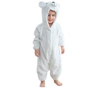 HAHASHOW Combinaison Bébé Hiver,Pyjama Enfant Garçon & Fille en Flanelle Douce, Surpyjama Bébé Chaud, Design D'Ourson Mignon,30-36 Mois,Ourson Blanc