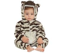 HAHASHOW Combinaison Hiver bébé Animaux Grenouillere Bebe avec Capuche Flanelle Barboteuse pour Garçons et Filles 2-6 Mois,Zèbre