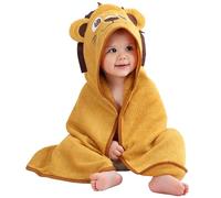 HAHASHOW Garçon Fille Bamboo Viscose Capuchon Serviette de Bain, Serviette avec Un Design d'animal Mignon, Grande Et Absorbante Serviette De Bébé pour Nouveau-né,Jaune Lion 75 * 100 cm.