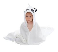 HAHASHOW Garçon Fille Bamboo Viscose Capuchon Serviette de Bain, Serviette avec Un Design d'animal Mignon, Grande Et Absorbante Serviette De Bébé pour Nouveau-né,Blanc Panda 75 * 75 cm.