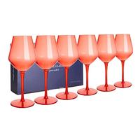 HAHASHOW Incassable Verres à vin coloré 440ml Lot de 6, Rouge | 100% Tritan-Plastique，Lavable au lave-vaisselle, Idéal pour les restaurants, les fêtes et les événements，Offrir des cadeaux