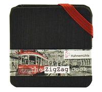Hahnemühle Mini Zig-Zag Book Carnet de croquis aquarelle Leporello 5 x 5 cm, blanc naturel, avec élastique rouge