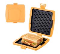 Hahorpa Appareil À Croque Monsieur pour Micro-ondes, 16 X 16 Cm Sandwich Maker Avec Plaques En Aluminium Amovibles Coque En Silicone, Toaster Machine à Micro-ondes Pour Panini Grill（Jaune）