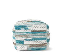 HAHPERS Pouf en jute coton Carla Repose-pieds Tabouret bas ottoman Design exclusif avec rembourrage inclus