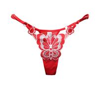 hahuha Sous-vêtement doux et extensible pour femme - Motif papillon creux brodé - Taille basse - Coupe ouverte - String de massage pour femme - Taille S, RD1., Taille unique