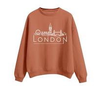 hahuha Sweat-shirt à capuche pour femme - Col rond - Manches longues - Imprimé Londres - Sweats à capuche gentillesse pour femmes, Orange, L
