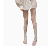 Haiaxx Femmes Évider Maille Résille Collants Doux Dentelle Floral Lolita Bas Blanc