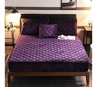 HAIBA Drap Housse Flanelle 180x200cm Protege Matelas Violet foncé avec Bonnet de 30 cm Toucher Cachemire - Drap de lit Flanelle Microfibre Super Chaud pour Matelas Épais