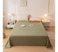 HAIBA Drap Plat 1 Personnes 120x230cm Vert Drap Plat Flanelle, Drap de lit Super Doux et Confortable et Brillant, Luxueux et Facile d'entretien