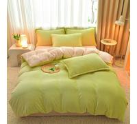 HAIBA Housse de Couette Flanelle 220 x 240 cm Vert avec Fermeture Éclair - pour lit Kingsize 2 Personnes - Toucher Cachemire - Face Épaissie Chaude Parure de Lit