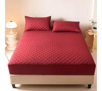 HAIBA Protege Matelas Impermeable 180 x 220 cm Matelassé - Bonnet 30 cm - Rouge Protège Matelas Bruit Housses, Imperméable Drap Housse