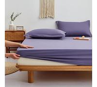 HAIBA Protège-oreillers qualité hôtelière 48x74cm/2pcs Taies d'oreiller en Coton, taies d'oreiller Standard à Fermeture d'enveloppe Douce et Confortable Violet