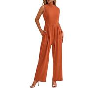 Haibang Combinaison Jumpsuit femme élégante col rond monobloc et barboteuses d'été combinaison complète sans manches barboteuses longue à jambe large cérémonie cocktail overall casual Playsuit mode