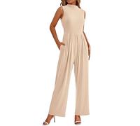 Haibang Combinaison Jumpsuit femme élégante col rond monobloc et barboteuses d'été combinaison complète sans manches barboteuses longue à jambe large cérémonie cocktail overall casual Playsuit mode