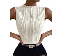 Haibang Debardeur Femme Chic et Élégant Été Hauts Top sans Manches Col Rond Texturée Tank Top Basique Montant Chemise Sexy Gilet Mode Casual Débardeur Travail Camisole Blouse