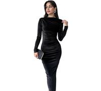 Haibang Robe Longue Moulante en Velours à Manches Longues pour Femme Bodycon Maxi Slim Fit Élégante pour Soirée Cocktail Party Fête Club Disco Nuit Bal Otoño e Invierno