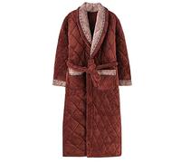 HAIBI Bademantel Homme Rouge Peignoir D’Hiver Mâle Coton Trois Couches Plus Velours Robes Chaudes Super Épaisse Robe De Chambre À La Maison Flannel,3XL