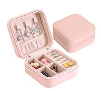 HAIBI Boîte à Bijoux, Coffret à Bijoux Rose PU Jewelry Box Portable Storage Organizer Boucle D’Oreille Titulaire Zipper Femmes Bijoux Display Travel Case