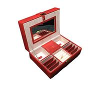 HAIBI Boîte à Bijoux, Coffret à Bijoux Rouge Crocodile Grain Faux Boîte à Bijoux en Cuir Double-Deck Organisateur De Bijoux Rectangle Bague Collier Boucle D’Oreille pour Les Filles