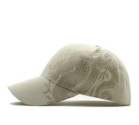 HAIBI Casquette De Baseball,Printemps Été Style Chinois Dragon Design Motif Casquette De Baseball Coton Casquettes Extérieures Hommes Femmes Casquette De Camionneur, Beige