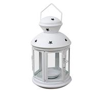 HAIBI Chandelier Iron Candlestick European Wedding Decor Metal Lantern Iron Candle Holder Maison Décoration Lanternes en Fer pour La Décoration De Noël, Blanc,S(10 * 15Cm) bougeoir