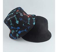 HAIBI Chapeau Bob，Chapeau De Soleil Imprimer Dessin Animé Poisson Réversible Chapeau De Pêcheur Streetwear Hip Hop Casquettes Plates Pêche Plage Soleil Chapeaux, Os De Poisson