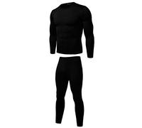 HAIBI Ensemble De sous-Vêtement Thermique Homme 2Pcs Mâle Hiver Chaud Ultra-Soft Fleece Doublé Thermique Manches Longues sous-Vêtements Ensemble Long Johns Tops Bottoms Set,Black,L