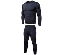 HAIBI Ensemble De sous-Vêtement Thermique Homme 2Pcs Mâle Hiver Chaud Ultra-Soft Fleece Doublé Thermique sous-Vêtements À Manches Longues Ensemble Long Johns Tops Bottoms Set,Blue,M