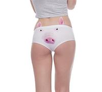 HAIBI Femme Culotte Slips 2 Pack Dames Mode Oreille Culottes Dessin Animé Cochon Impression 3D sous-Vêtements Sexy Slips Féminins