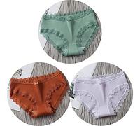 HAIBI Femme Culotte Slips 3 Pcs Dames Coton Sexy Taille Moyenne Culotte sans Couture Respirant Doux Extensible Lingerie Femme Slips, Set 3, M