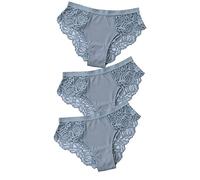 HAIBI Femme Culotte Slips 3 Pcs Dames Culottes en Coton Sexy Dentelle Slip Lingerie Femme Floral Respirant Doux Slip, Blueblueblue, L