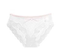 HAIBI Femme Culotte Slips Lot De 2 Culottes pour Dames Sexy Dentelle Respirante Lingerie Douce Slips Femme Culotte Transparente, 2 Pièces Blanc, M