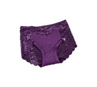 HAIBI Femme Culotte Slips Lot De 3 Culottes en Coton Sexy pour Dames en Dentelle À Taille Moyenne, Culottes Creuses pour Femmes, Taille Plus, Culottes, 3Pcs Violet, M