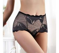 HAIBI Femme Culotte Slips Lot De 3 Culottes Sexy en Dentelle pour Dames en Coton À Taille Moyenne Culotte Translucide pour Femme Slip en Maille Flexible, 3Pcs Noir, M