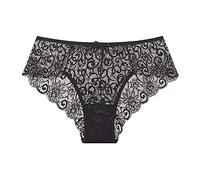 HAIBI Femme Culotte Slips Lot De 3 sous-Vêtements Sexy pour Dames Slips en Dentelle À Taille Basse À Volants Plus La Taille Culotte en Coton Ultra-Mince, 3Pcs Noir, S