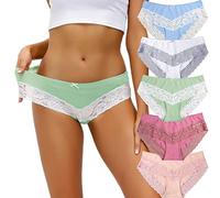 HAIBI Femme Culotte Slips Lot De 5 Culottes en Coton pour Dames Ensemble De Culottes Confortables en Dentelle Sexy pour Femmes, Taille Mi-Haute, sous-Vêtements sans Couture pour Fille, XXL