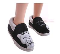 HAIBI Pantoufles d'hiver，Hommes Femmes Hiver Chaud Accueil Pantoufles Lisses Couples Chaussures Femme Peluche Chat Animal Slip on Soft Indoor Flats Comfort Ladies,Navy,9.5