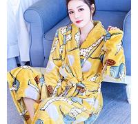 HAIBI Peignoir Femme Girafe Jaune Robe De Chambre Coton Robes Légères Dames V-Neck Peignoir Tricot Nightwear Soft Sleepwear,XXL(60,75Kg)