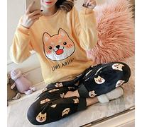 HAIBI Pyjama Femme Hiver，Polaire Pyjama Chemise De Nuit Filles d'hiver Mignon Dessin Animé Chien Pyjama en Flanelle Ensemble Velours Chaud Feamle Pyjama Homewear, Moyen