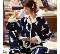 HAIBI Pyjama Femme Hiver，Polaire Pyjama Ensembles De Pyjamas en Flanelle Chaude d'hiver pour Filles Pijamas De Corail Épais Pyjama en Flanelle De Plumes en Polaire, XX, Grand