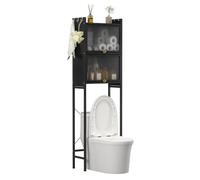 Haibinsuo 3-Tier Over Toilet Storage Cabinet with Frosted PVC Doors, Waterproof Bathroom Organizer Shelf, Tool-Free Assembly Metal Frame Rack, 50x25x165cm, Space-Saving White Furniture Noir